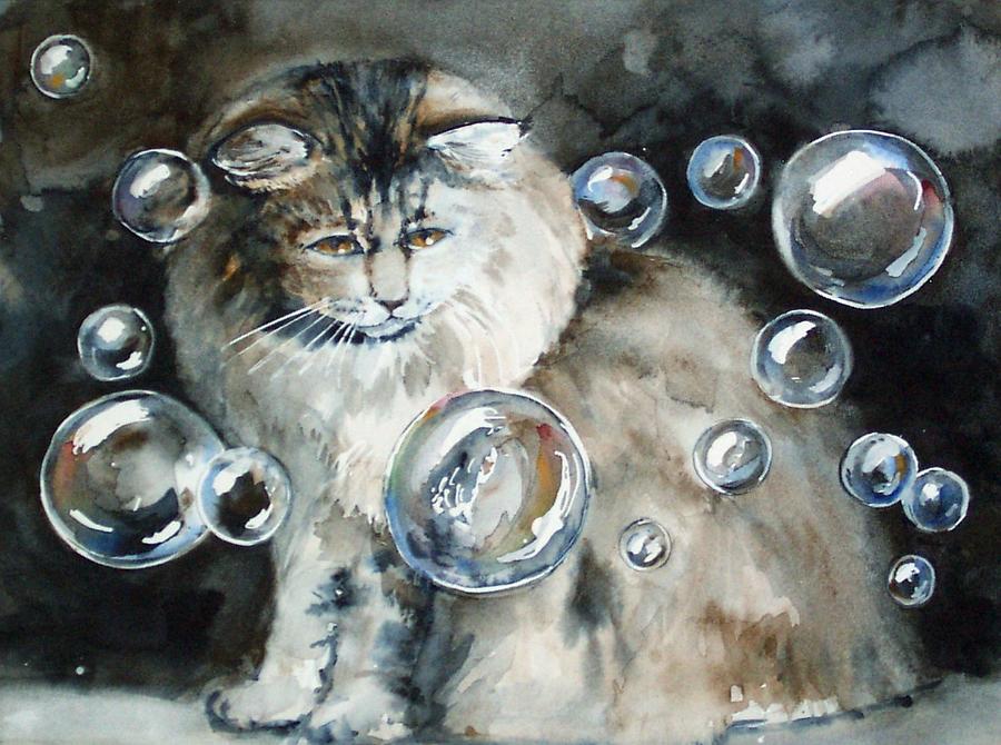 Adelaide and Bubbles Painting by Jane Loveall