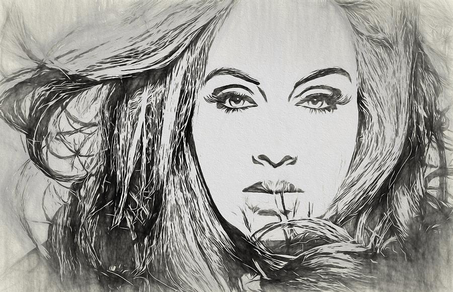 Adele Drawing - Adele Charcoal Sketch by Dan Sproul Adele Drawing - Adele Charcoal Sketch by Dan Sproul