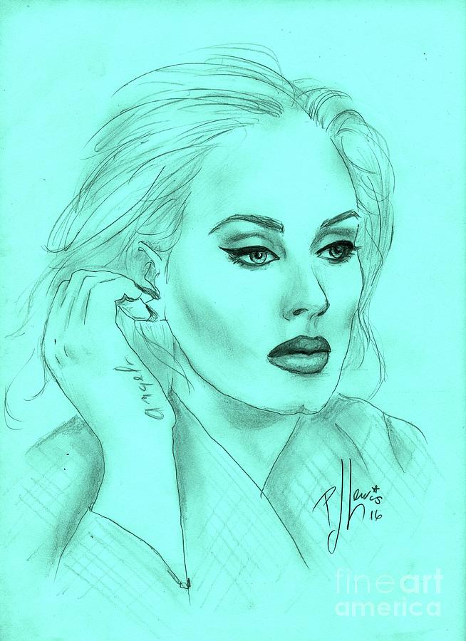 Adele Drawing by PJ Lewis