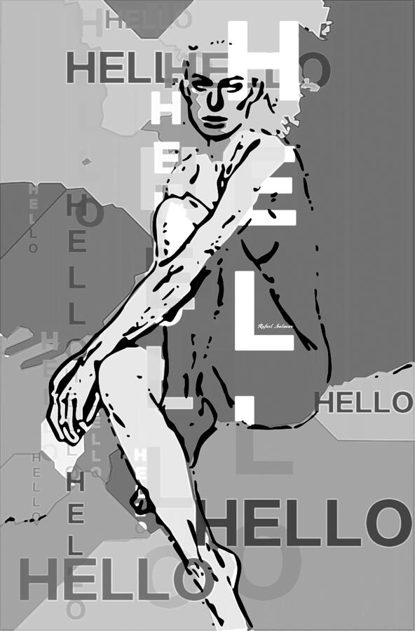 Adeles Hello in Black and White Digital Art by Rafael Salazar