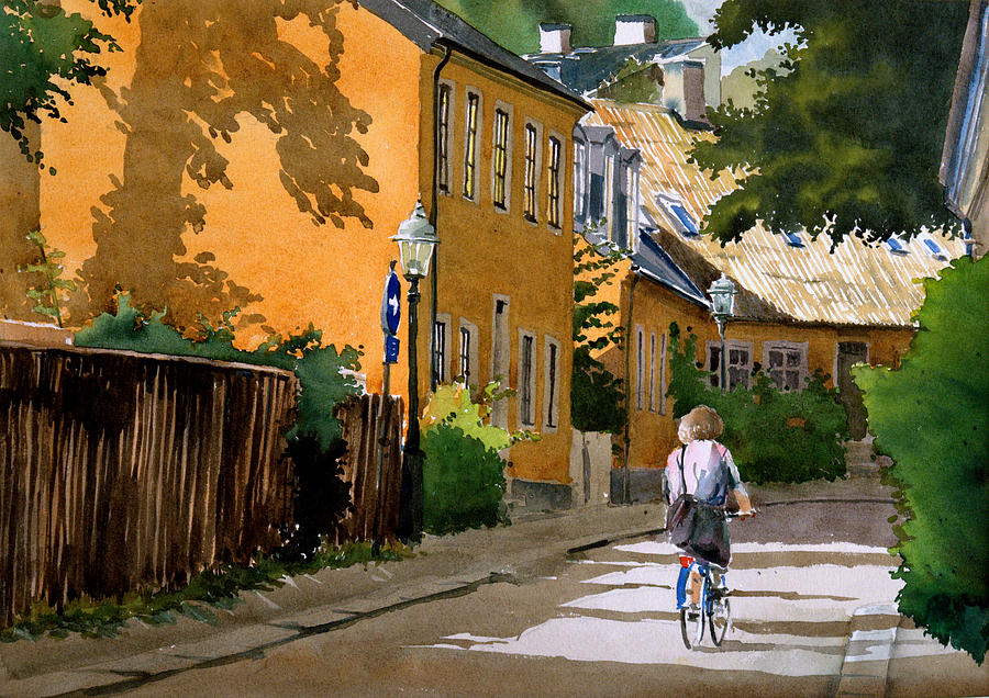 Watercolor Painting - Adelgatan by Erik Lundgren