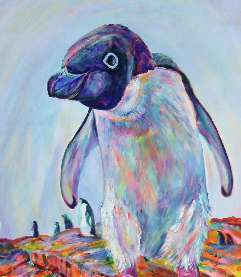 Adelie Penguin Chick Painting by Karin McCombe Jones