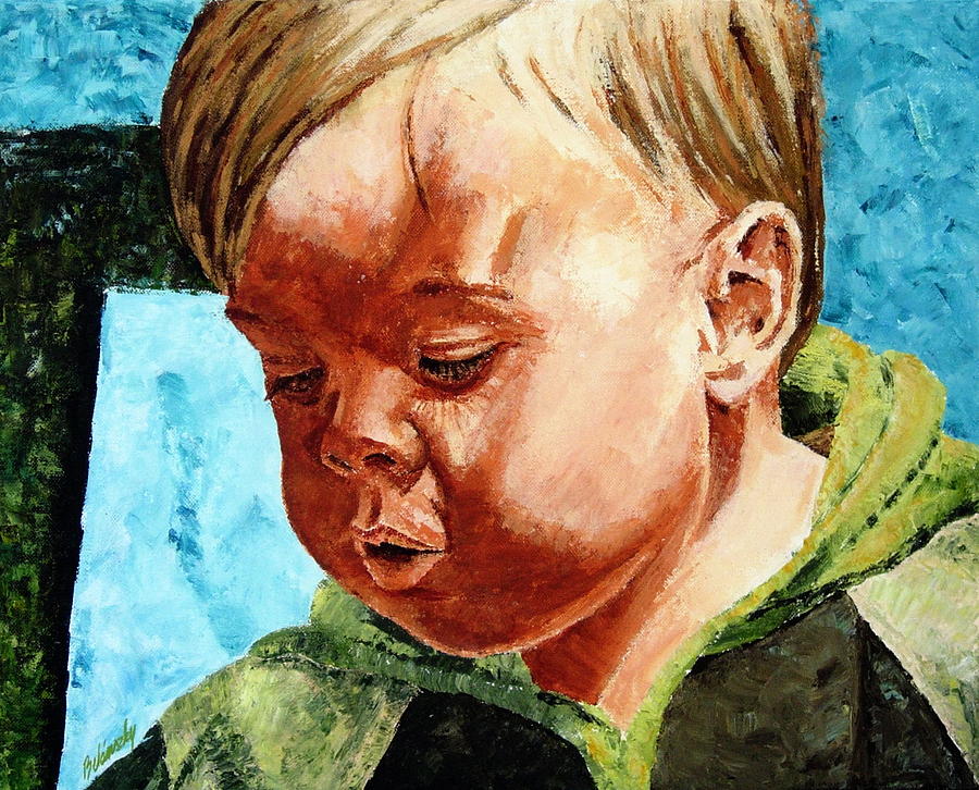 Portrait Painting - Adi baby by Beata Belanszky-Demko