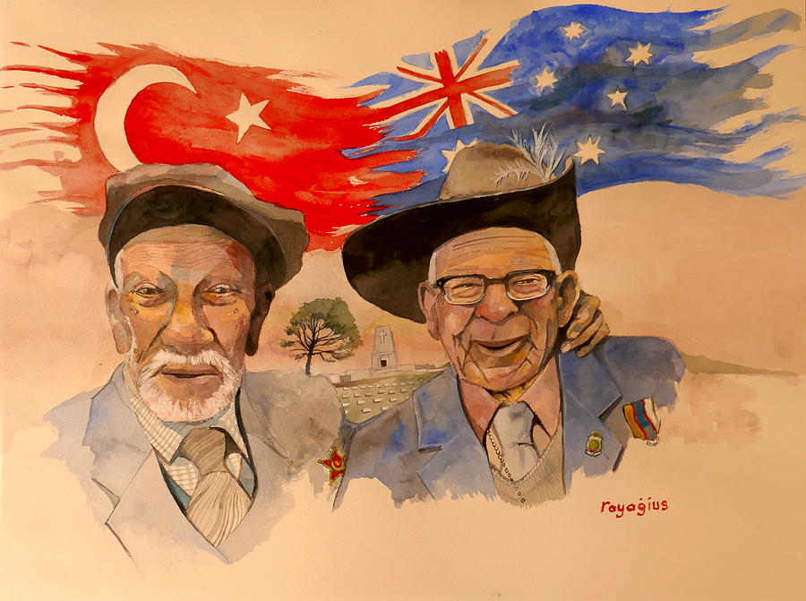 Adil Sahin and Len Hall Painting by Ray Agius