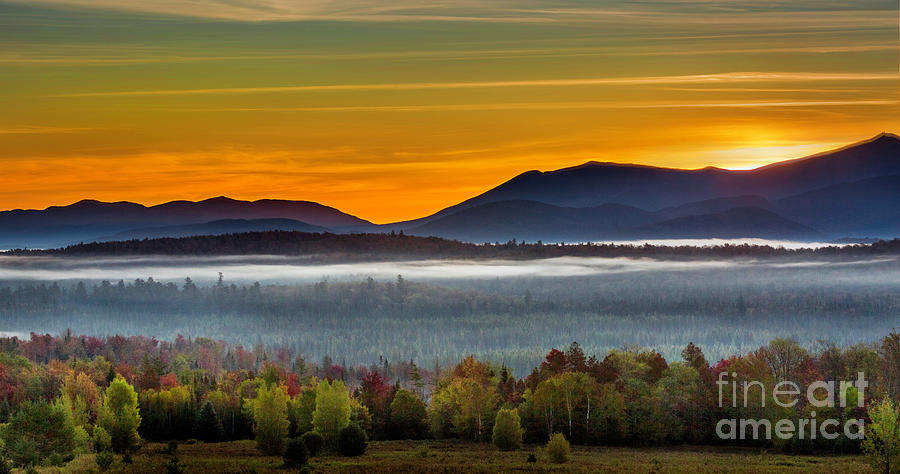 Adirondack Blue Mountain Sunrise Panorama Photograph by Karen Jorstad
