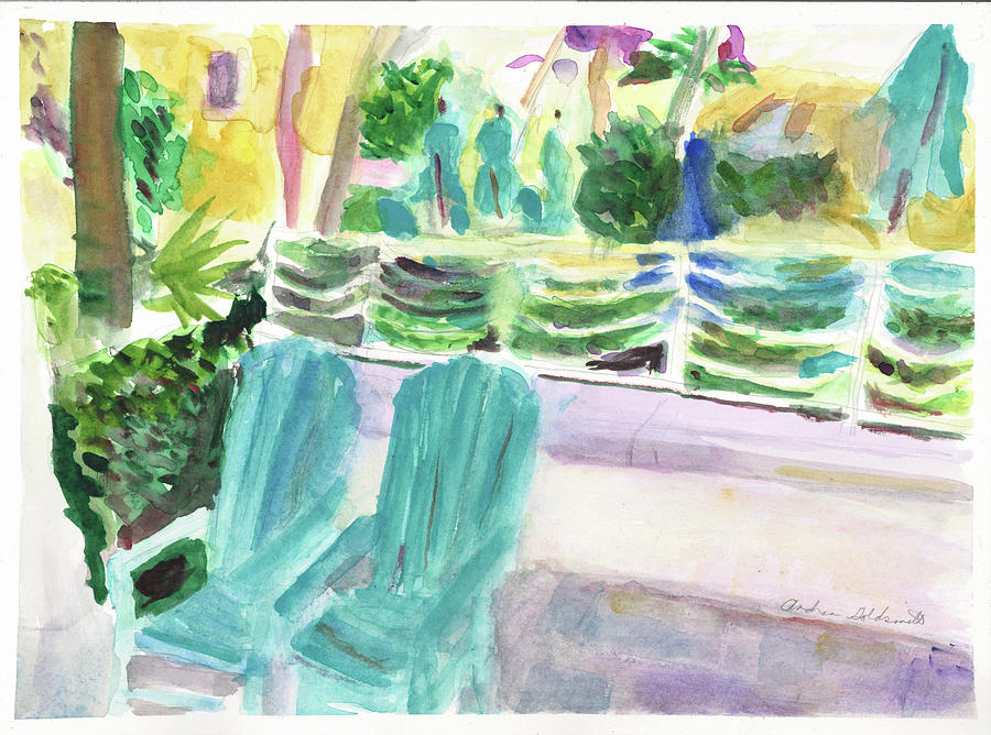 Adirondack Chairs At Hollywood Beach Painting by Andrea Goldsmith