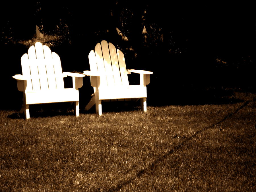 Summer Photograph - Adirondack chairs by Cat Rondeau