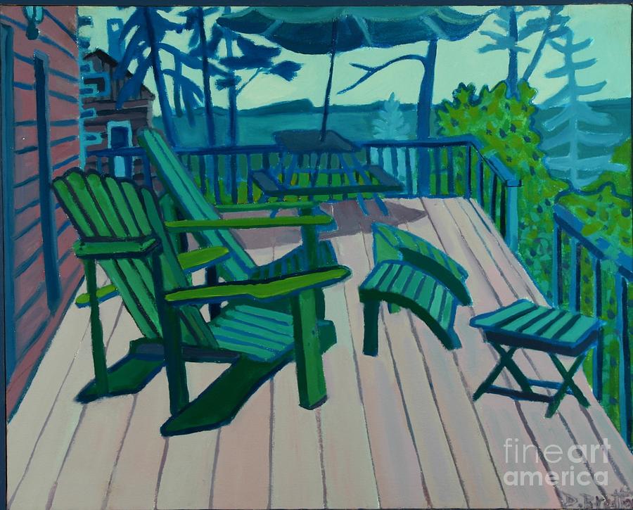 Adirondack Chairs Maine Painting by Debra Bretton Robinson