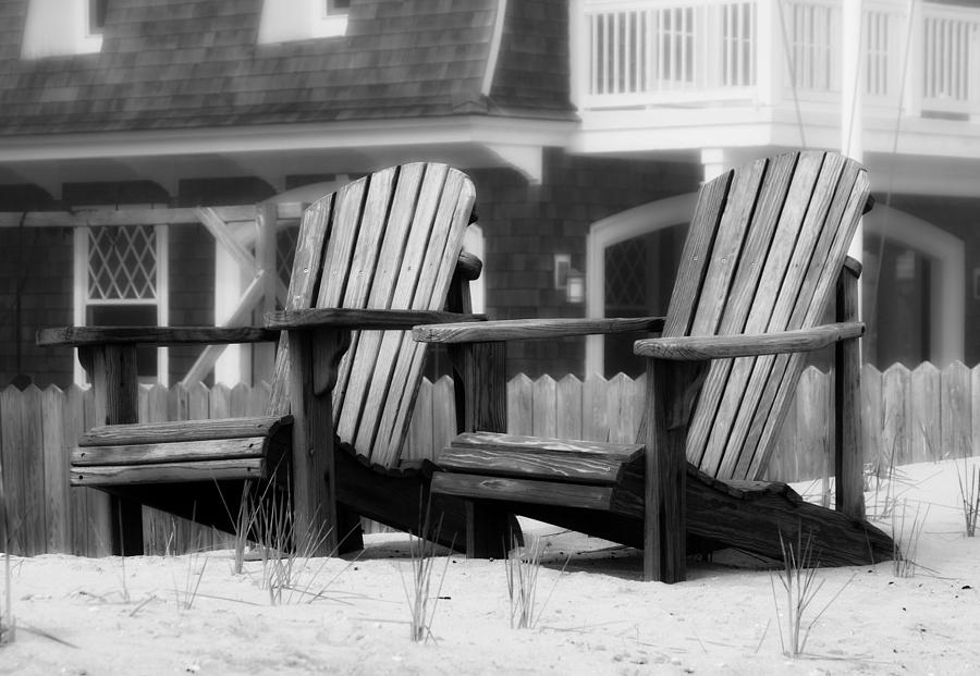Adirondack Chairs On The Beach - Jersey Shore Photograph by Angie Tirado