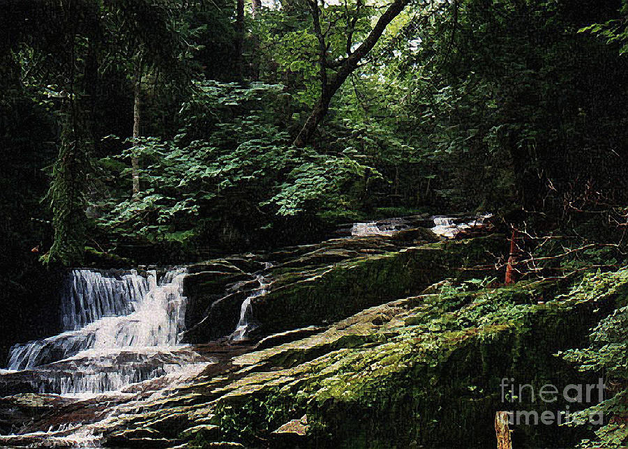 Landscape Digital Art - Adirondack Falls by Alan Del Vecchio Landscape Digital Art - Adirondack Falls by Alan Del Vecchio
