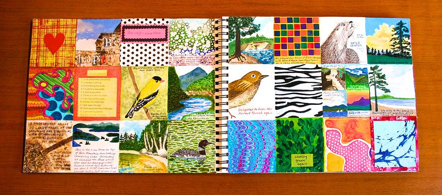 Adirondacks Box-a-Day Artists Journal Page Spread Mixed Media by Polly Castor