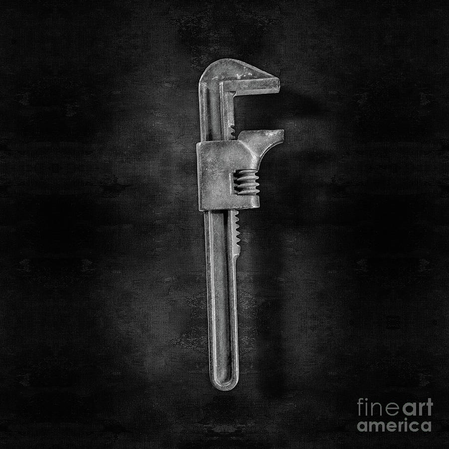 Adjustable Wrench Backside in BW Photograph by YoPedro