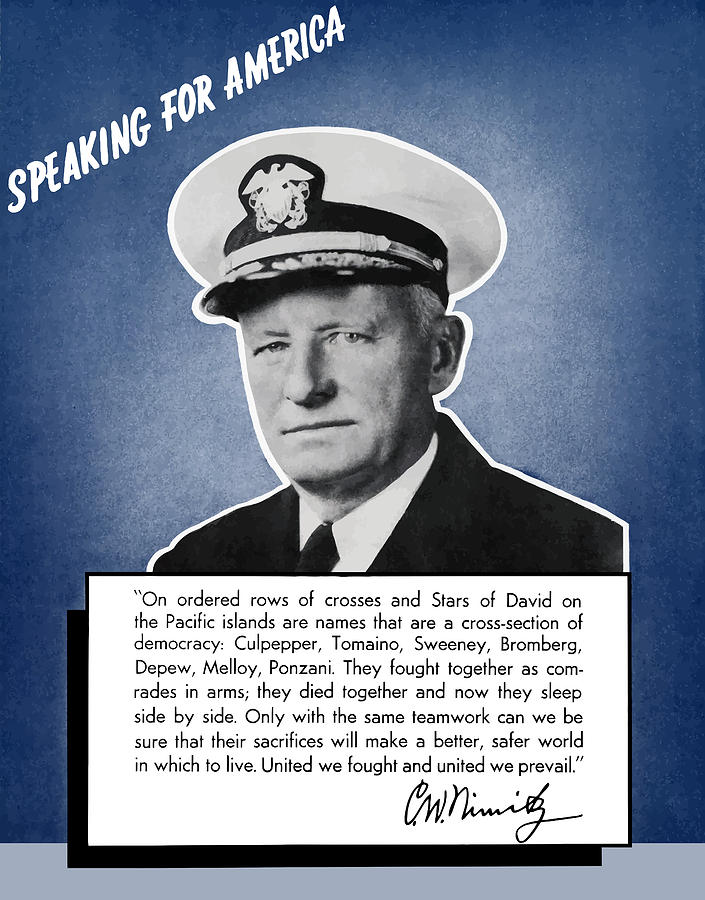 Admiral Nimitz Speaking For America Painting