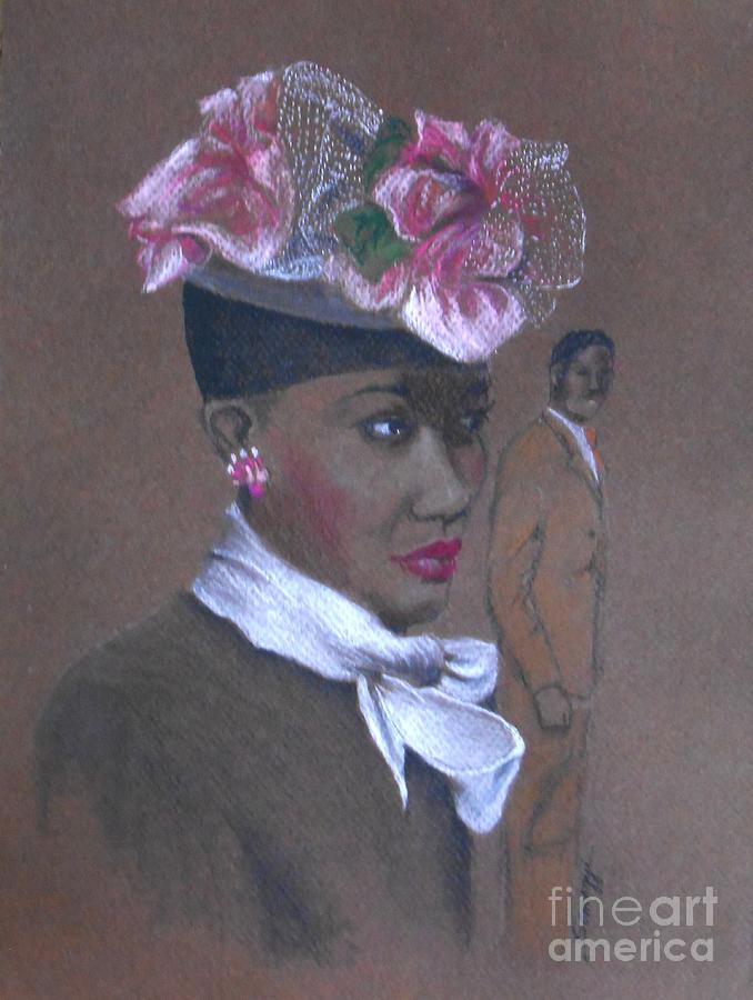 Admirer, 1947 Easter Bonnet -- Retro Portrait of African-American Woman Drawing by Jayne Somogy