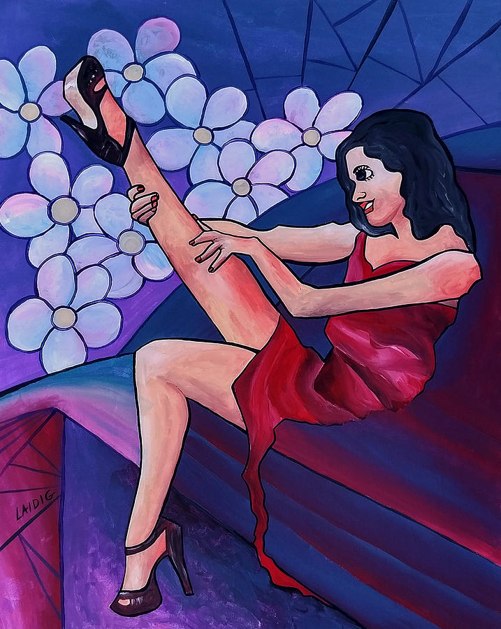Admiring the smoothness of her legs Painting by Aarron  Laidig