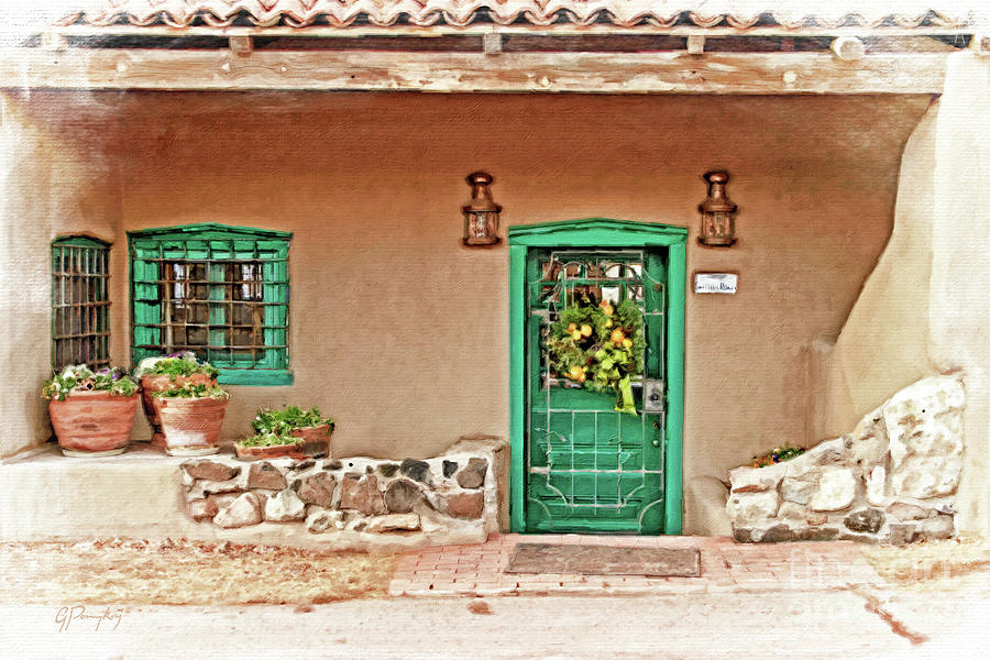 Adobe Entrance Green Door Photograph by Gabriele Pomykaj