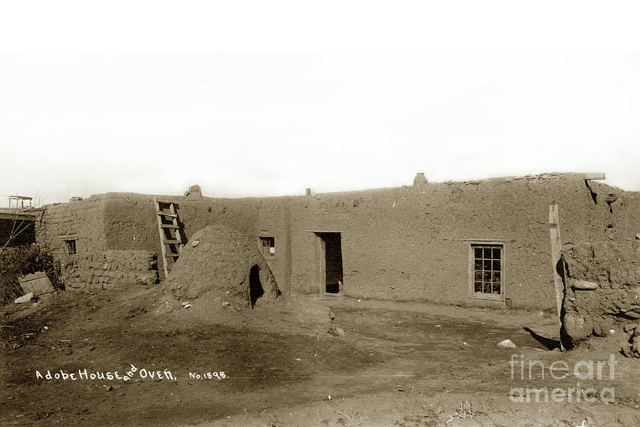 Rudy Movie Photograph - Adobe House and Oven No. 1898 by Monterey County Historical Society