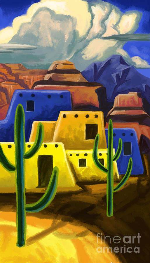 Adobe In The Desert 2 Painting by Tim Gilliland