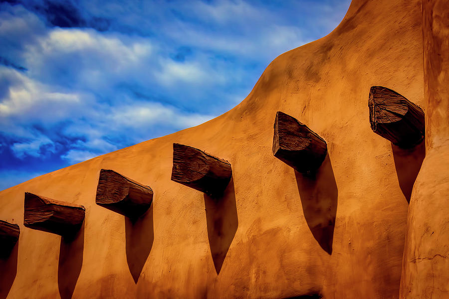 Architecture Photograph - Adobe Wall With Beams by Garry Gay