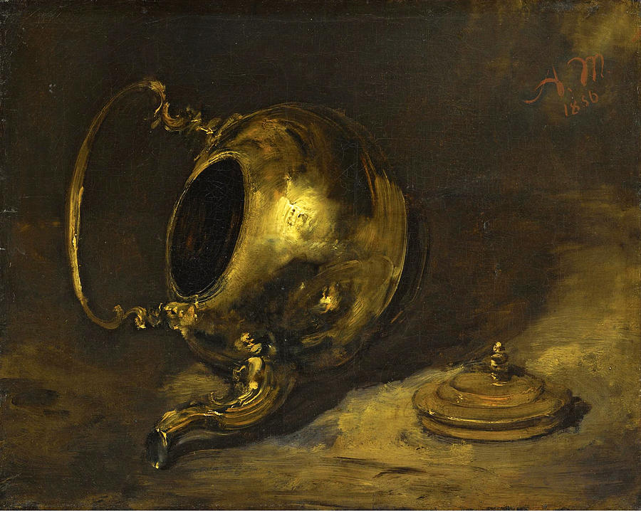 Upturned Teapot Painting by Adolph von Menzel