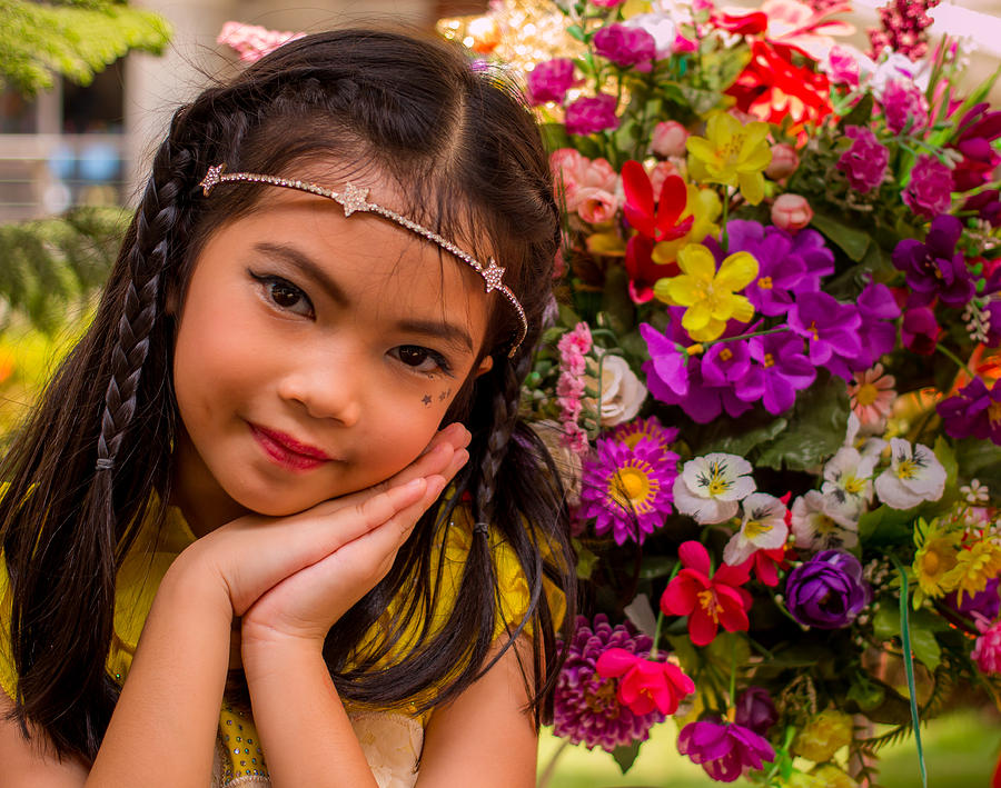 Adorable Little Thai Girl And Flowers Photograph By John Greene Fine Art America