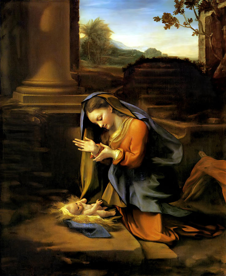 Adoration of the Child Painting by Correggio