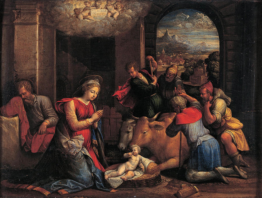 Adoration of the Sheperds Painting by Benvenuto Tisi