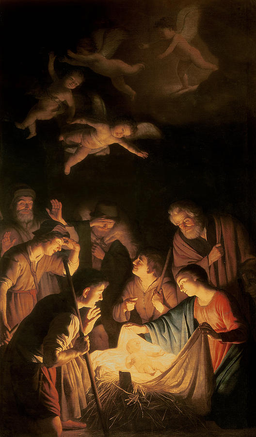 Christmas Painting - Adoration of the Shepherds by Gerrit van Honthorst