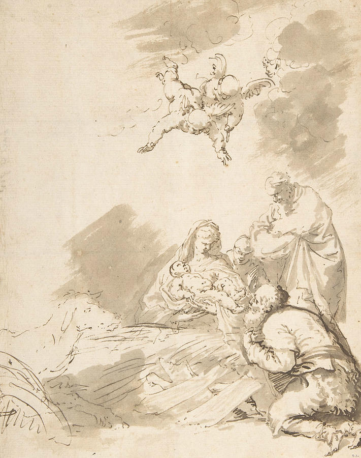 Adoration of the Shepherds Drawing by Jusepe de Ribera
