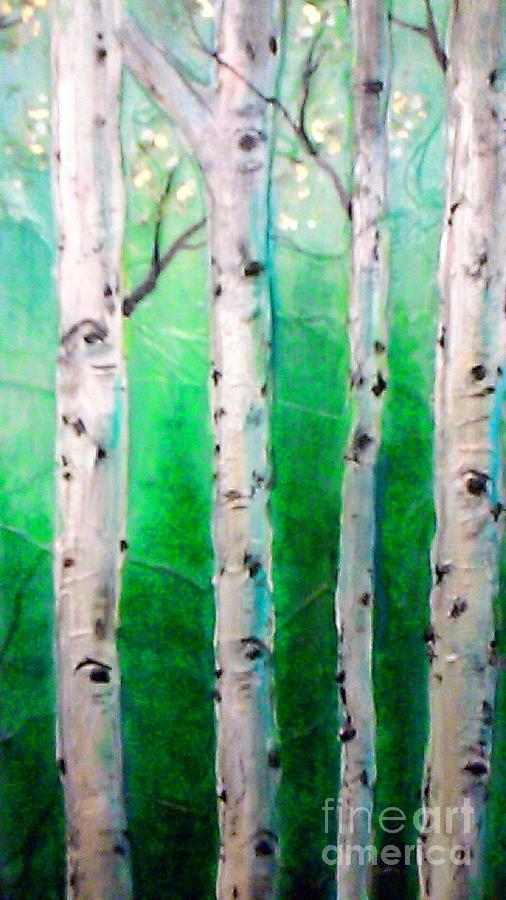 Aspen Trees Painting - Aspen Grove by Renee Womack Aspen Trees Painting - Aspen Grove by Renee Womack