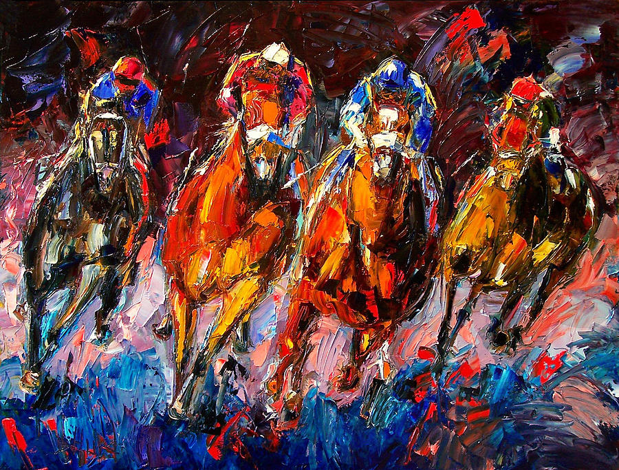 Horse Race Painting - Adrenaline by Debra Hurd Horse Race Painting - Adrenaline by Debra Hurd