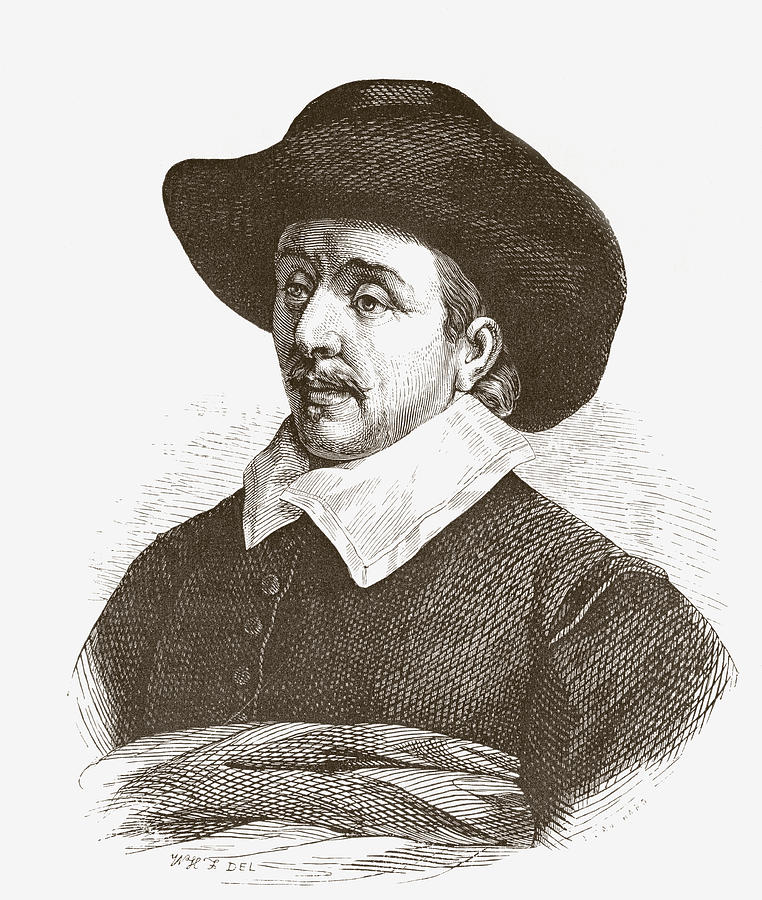Portrait Drawing - Adriaen Van Ostade, 1610 by Vintage Design Pics