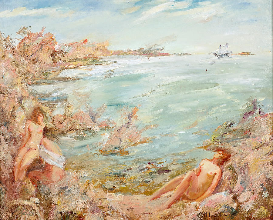 Adriatic Afternoon 1. Triptych Painting by Maya Gusarina