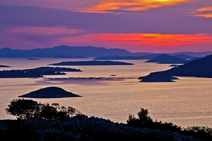 Adriatic archipelago aerial view at sunset Photograph by Brch Photography