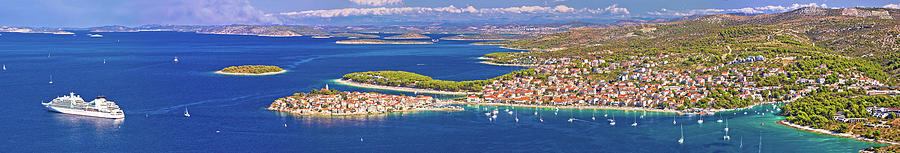 Adriatic tourist destination of Primosten aerial panoramic archi Photograph by Brch Photography