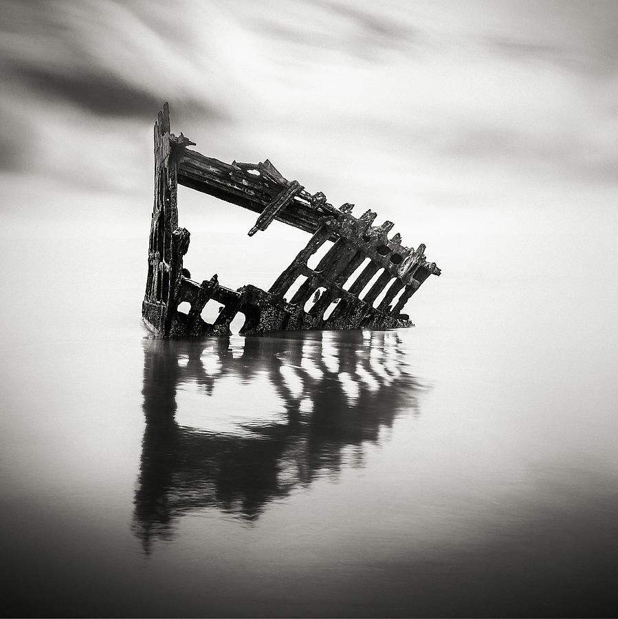 Oregon State Photograph - Adrift at sea monochromatic square by Eduard Moldoveanu