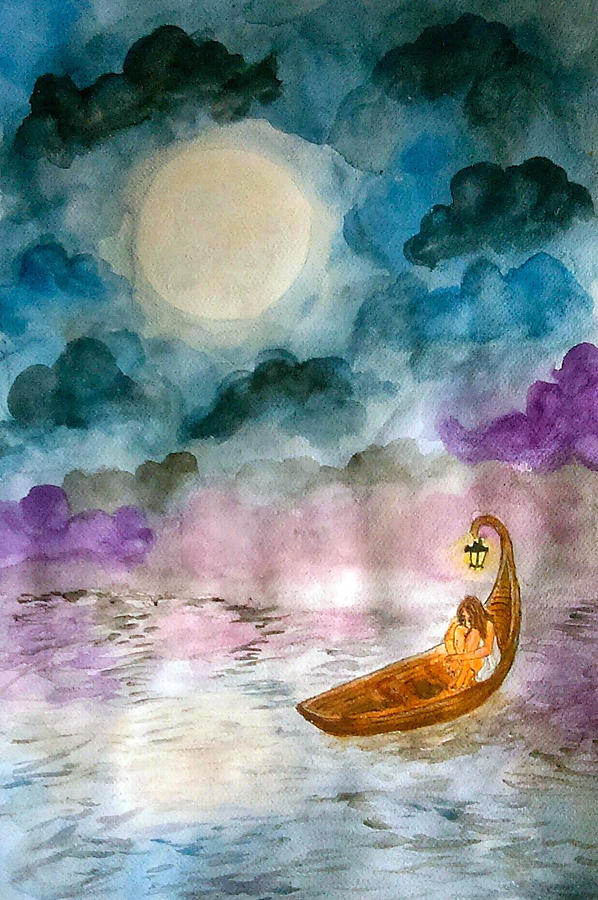 Boat Painting - Adrift by Jennie Hallbrown