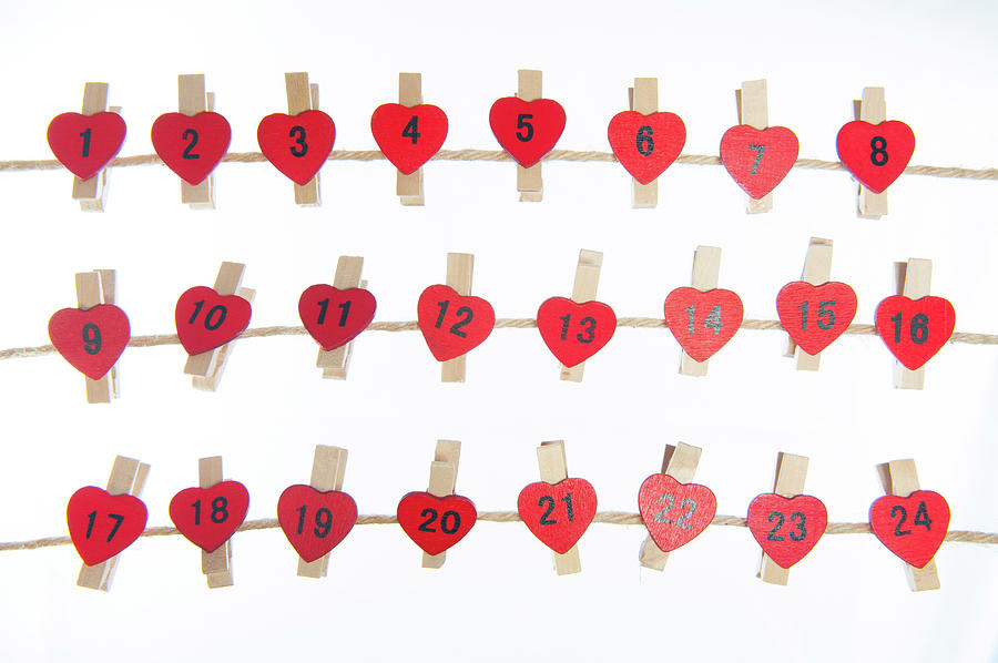 Advent Hearts on a Line Photograph by Helen Jackson