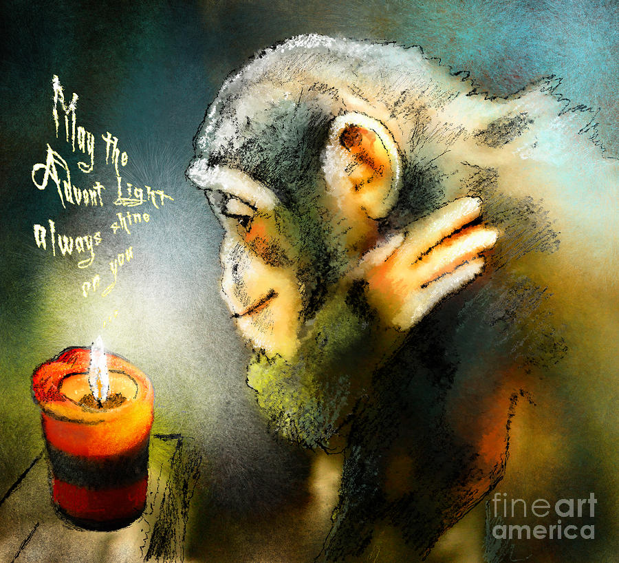 Monkey Painting - Advent Light by Miki De Goodaboom