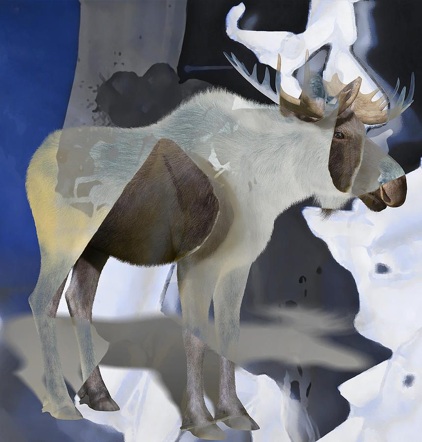 Adventurous Moose Mixed Media by Marvin Blaine