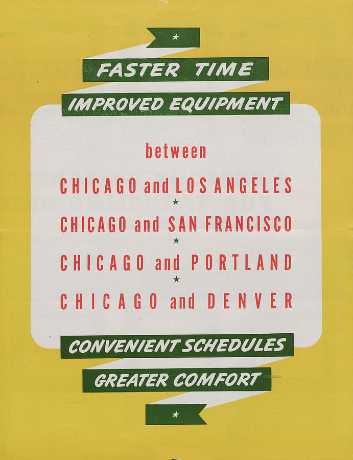 Advertisement for Improved Trains Photograph by Chicago and North Western Historical Society