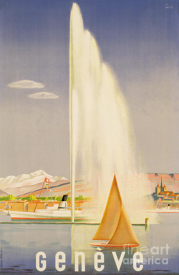 Geneve Painting - Advertisement for travel to Geneva by Fehr