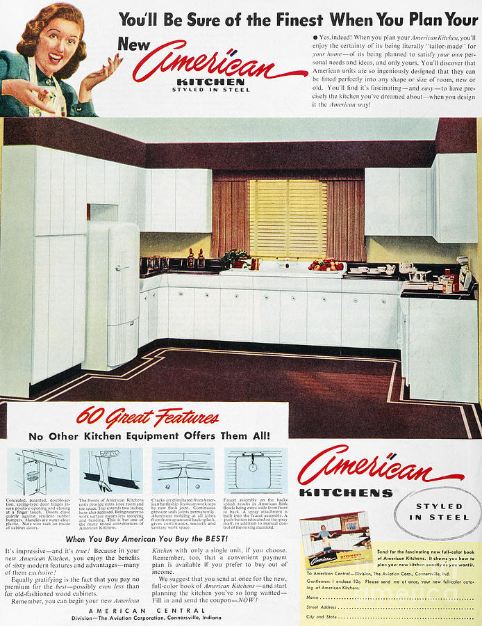 Advertising: Kitchen, 1947 Photograph by Granger
