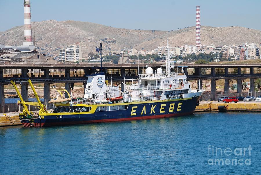 Aegaeo research vessel at Piraeus Photograph by David Fowler