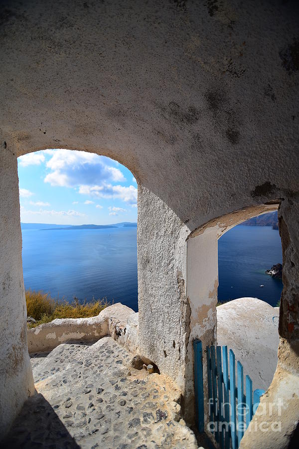 Aegean Sea View From Door In Santorini Photograph