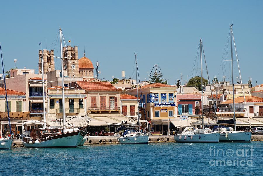 Aegina town seafront in Greece Photograph by David Fowler