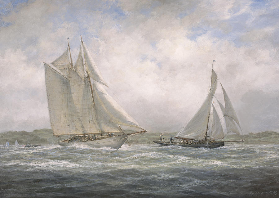 Aello Beta and Marigold off the Isle of Wight Painting by Richard Willis