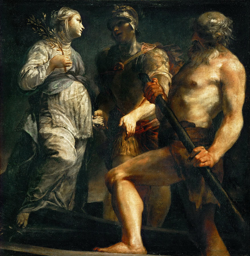 Giuseppe Maria Crespi Painting - Aeneas the Sibyl and Charon by Giuseppe Maria Crespi