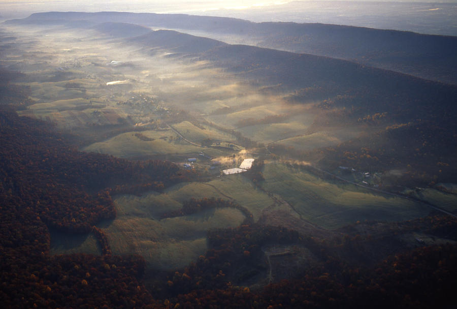 Aerial Farm Valley Mountain Ridges Pennsylvania Photograph by Blair Seitz