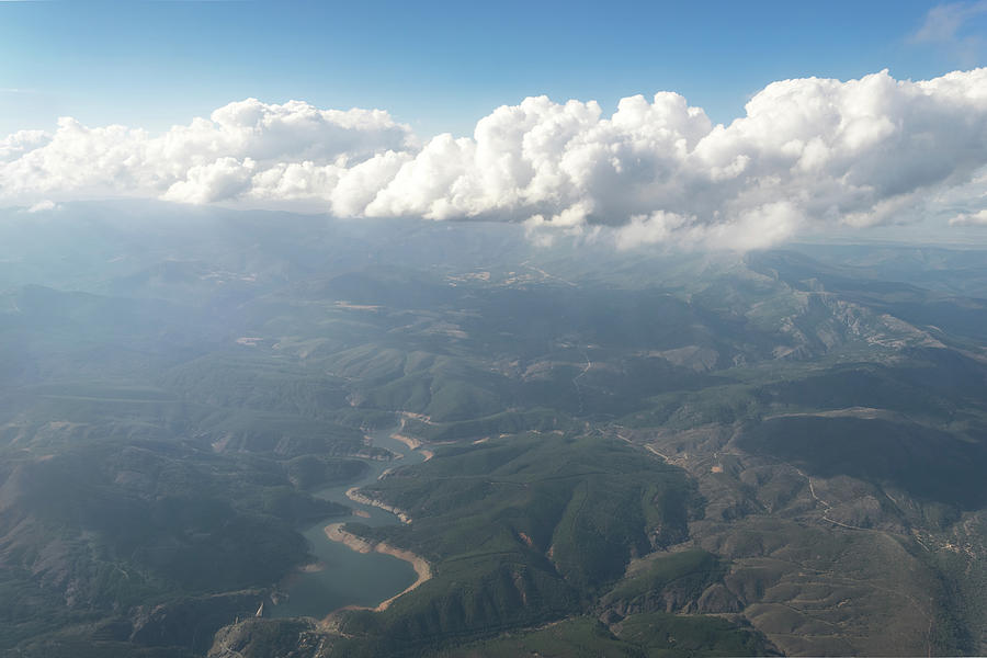 Aerial - Mountaintops and Fluffy Cloudbanks Photograph by Georgia Mizuleva